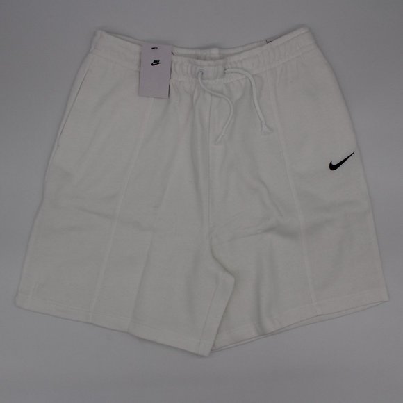 NIKE WOMEN'S SPORTSWEAR HI RISE LOOSE FIT WHITE FLEECE SHORT - Picture 1 of 4